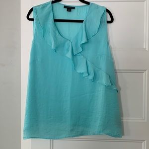 Turquoise blue/green silk top sleeveless